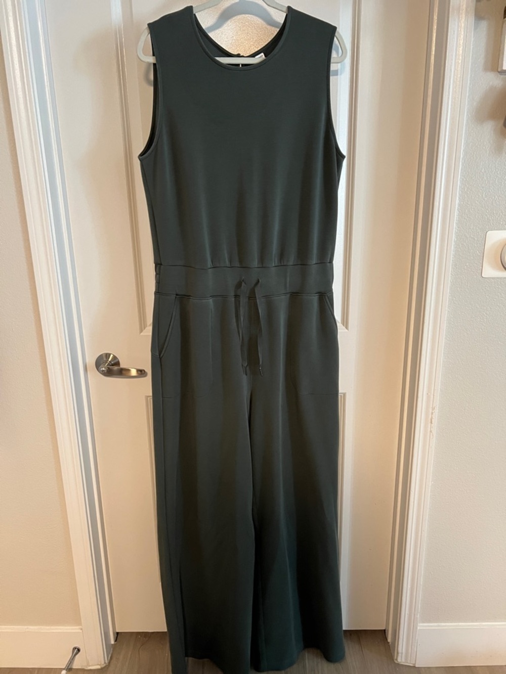 SPANX Olive AirEssentials Gorgeous Sleeveless Drawstring Jumpsuit